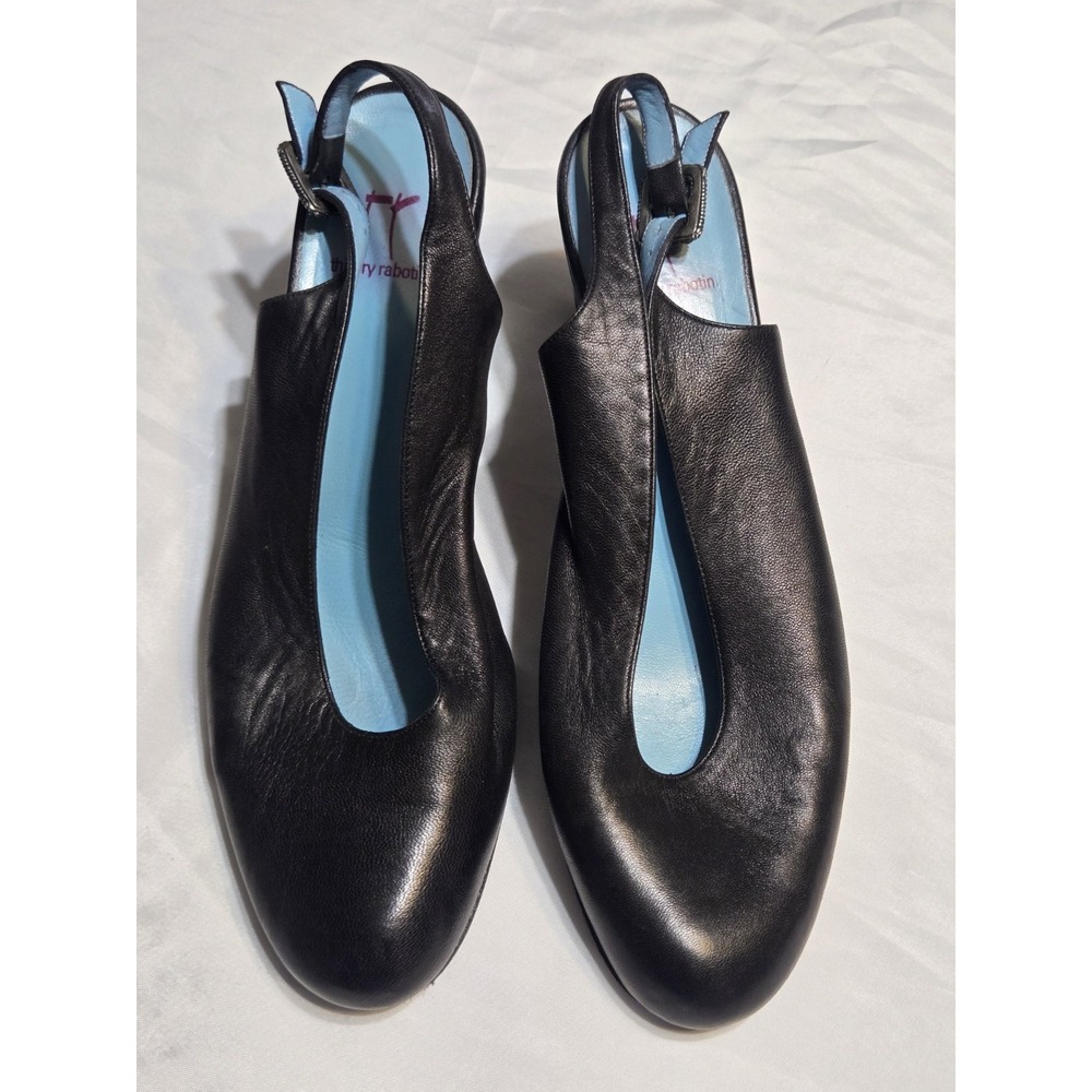 Thierry Rabotin Black Soft Leather Sling-Back Pumps Womens Size EU 40 US 9-9.5